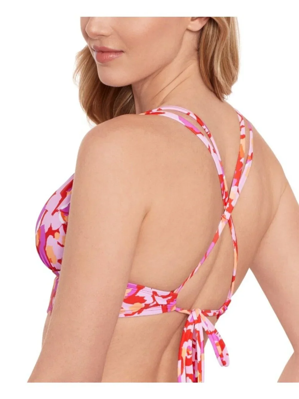 Salt + Cove Womens Juniors Flutter X Back Bikini Top Vermillion Size D/DD NWT